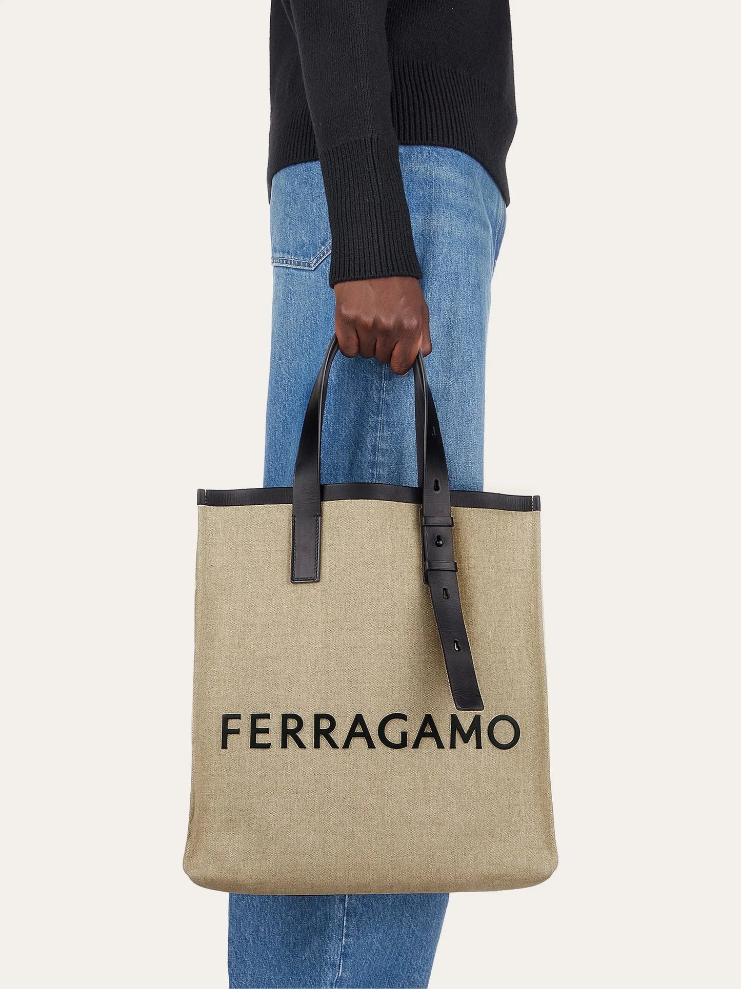 Tote Bag with Signature Logo (S) in Natural Handbags FERRAGAMO - LOLAMIR