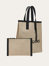 Tote Bag with Signature Logo (S) in Natural Handbags FERRAGAMO - LOLAMIR