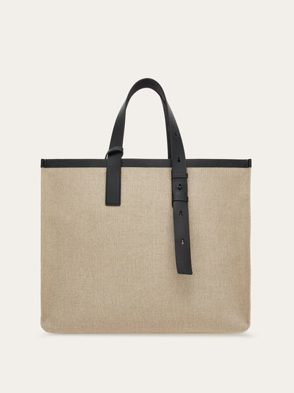 Tote bag with Signature Logo (M) in Natural Handbags FERRAGAMO - LOLAMIR