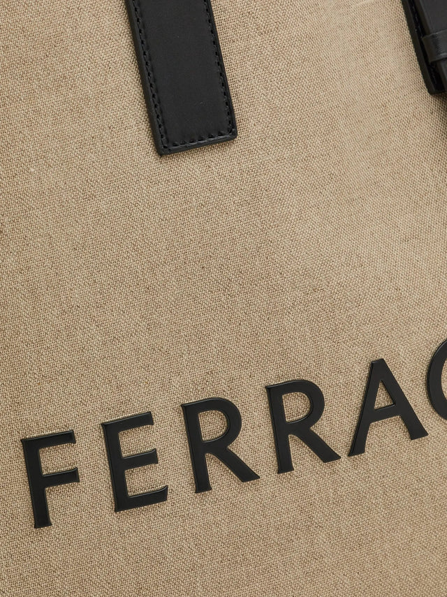 Tote bag with Signature Logo (M) in Natural Handbags FERRAGAMO - LOLAMIR