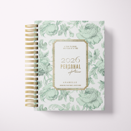 Floral design planner with '2026 Personal Planner' text on a white background