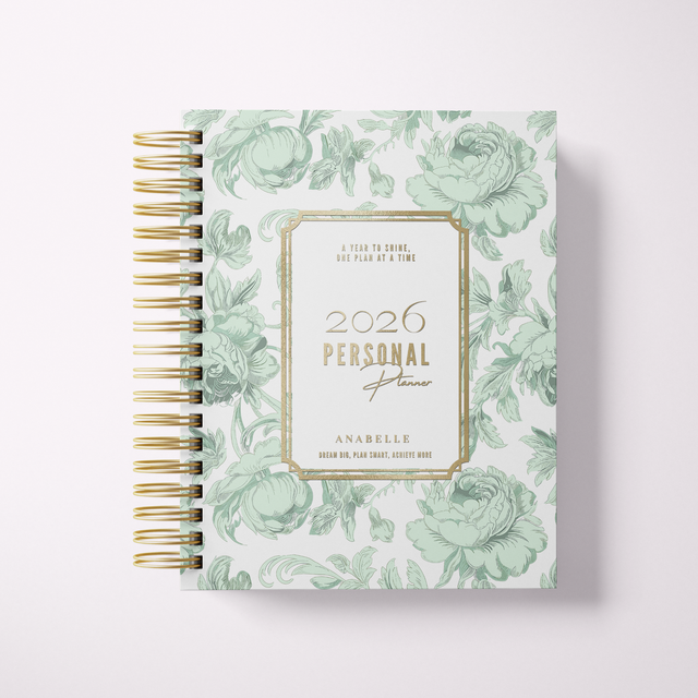 Floral design planner with '2026 Personal Planner' text on a white background