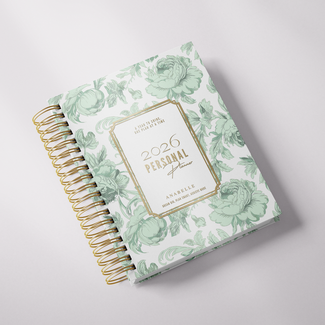 DAILY | Dreamy Peonies | Spiral Planner | Custom Start Month | Green
