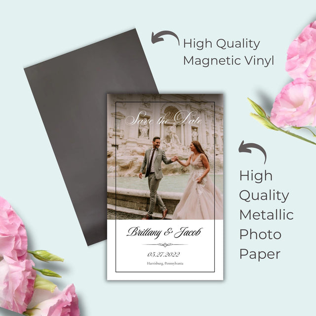 Personalized Save the Date Magnet  Custom Wedding Photo Magnet with Envelope | Elegant Keepsake by LolaMir Designs - Modern