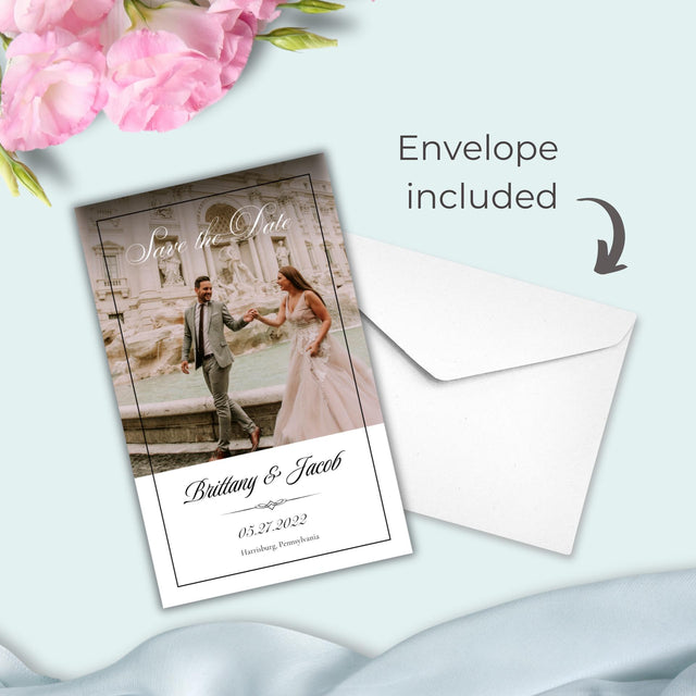 Personalized Save the Date Magnet  Custom Wedding Photo Magnet with Envelope | Elegant Keepsake by LolaMir Designs - Modern