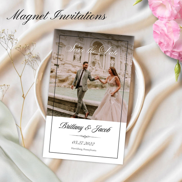 Personalized Save the Date Magnet  Custom Wedding Photo Magnet with Envelope | Elegant Keepsake by LolaMir Designs - Modern