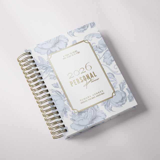 Dreamy Peonies | Daily Spiral Planner |  Custom Start Month |Blue
