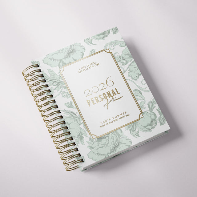 Dreamy Peonies | Daily Spiral Planner |  Custom Start Month |Green