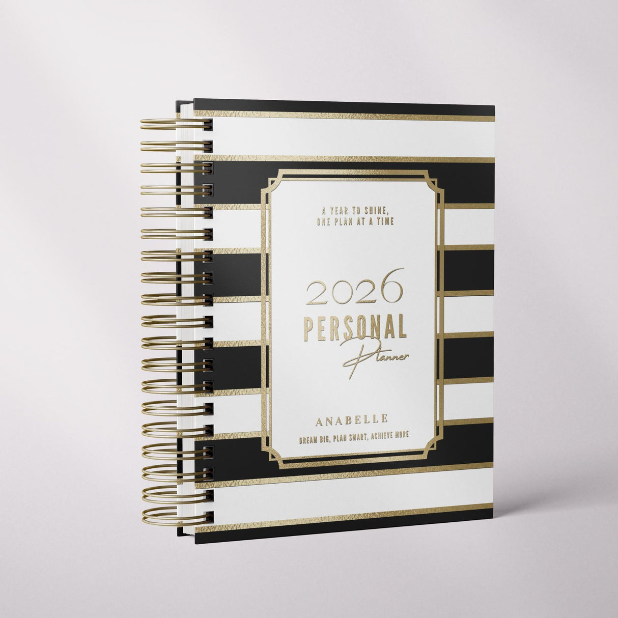 DAILY - City Stripes - Spiral Planner - Custom Start Month - Black - view 5