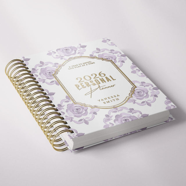 Floral Damask | Weekly Spiral Planner |  Custom Start Month |Violet