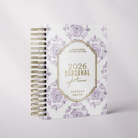Floral Damask | Weekly Spiral Planner |  Custom Start Month |Violet