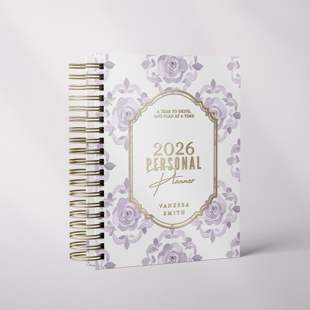 Floral Damask | Weekly Spiral Planner |  Custom Start Month |Violet