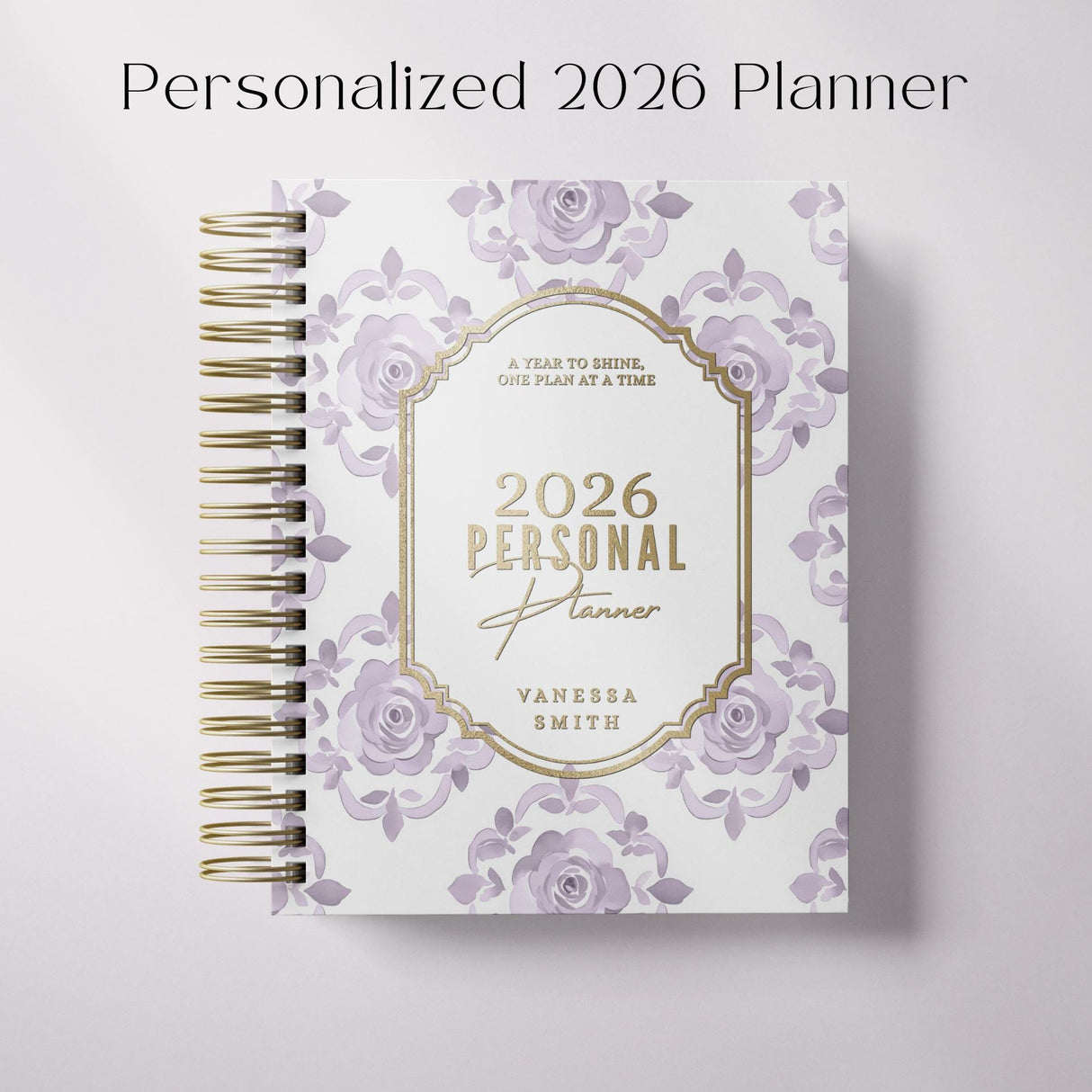 Floral Damask - Weekly Spiral Planner - Custom Start Month - Violet