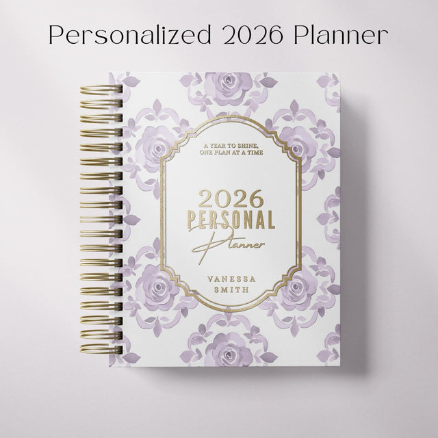 Floral Damask | Weekly Spiral Planner |  Custom Start Month |Violet