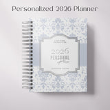 Classic Damask | Weekly Spiral Planner |  Custom Start Month |Blue