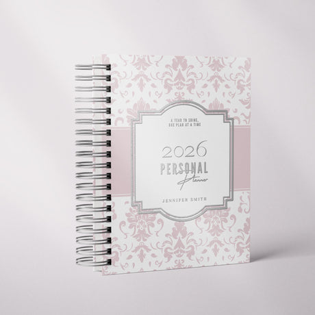 Classic Damask | Weekly Spiral Planner |  Custom Start Month |Pink