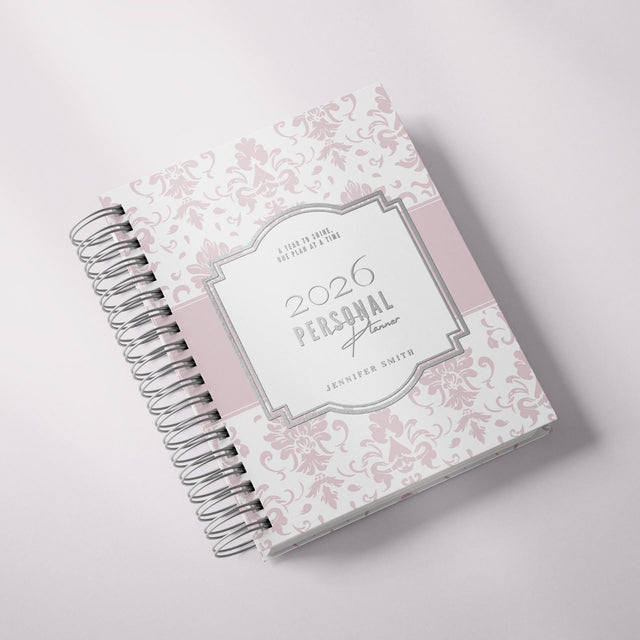 Classic Damask | Weekly Spiral Planner |  Custom Start Month |Pink