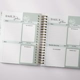 Dreamy Peonies | Daily Spiral Planner |  Custom Start Month |Green