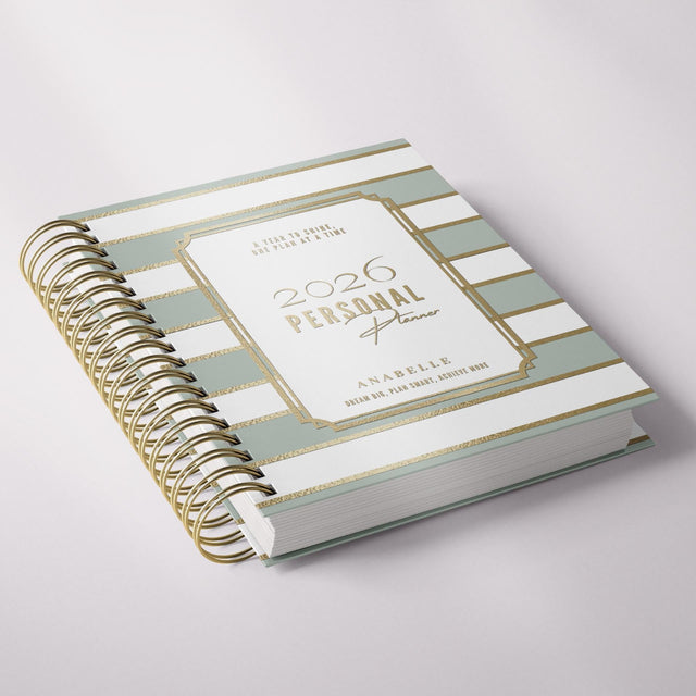 City Stripes | Weekly Spiral Planner |  Custom Start Month |Green