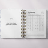 Floral Damask | Weekly Spiral Planner |  Custom Start Month |Blue