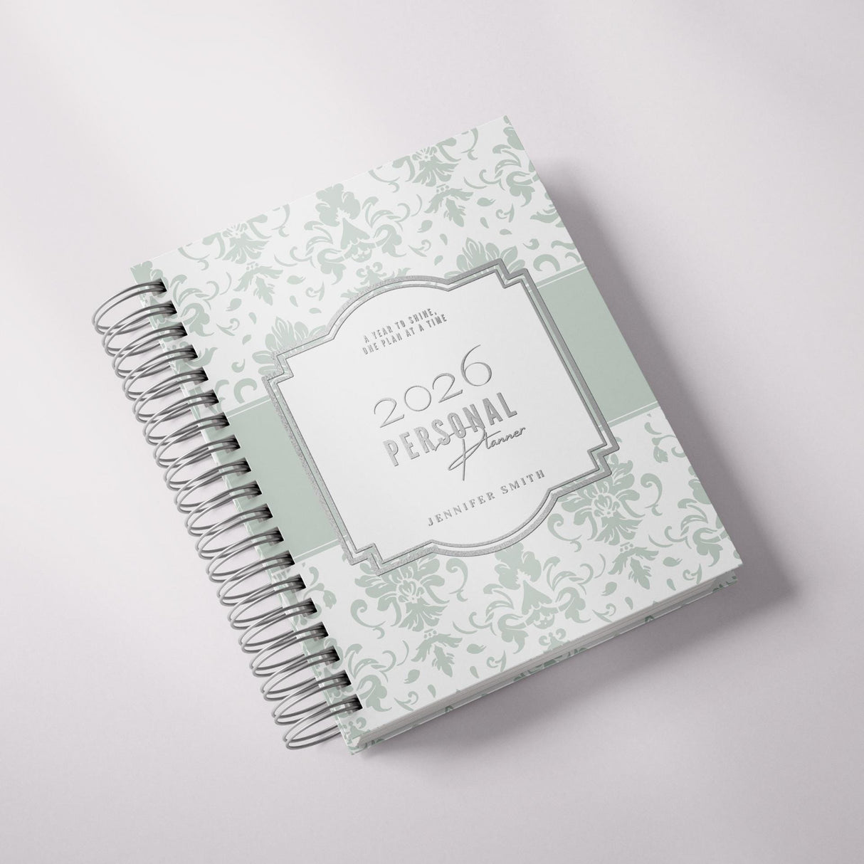 Classic Damask - Weekly Spiral Planner - Custom Start Month - Green - view 3