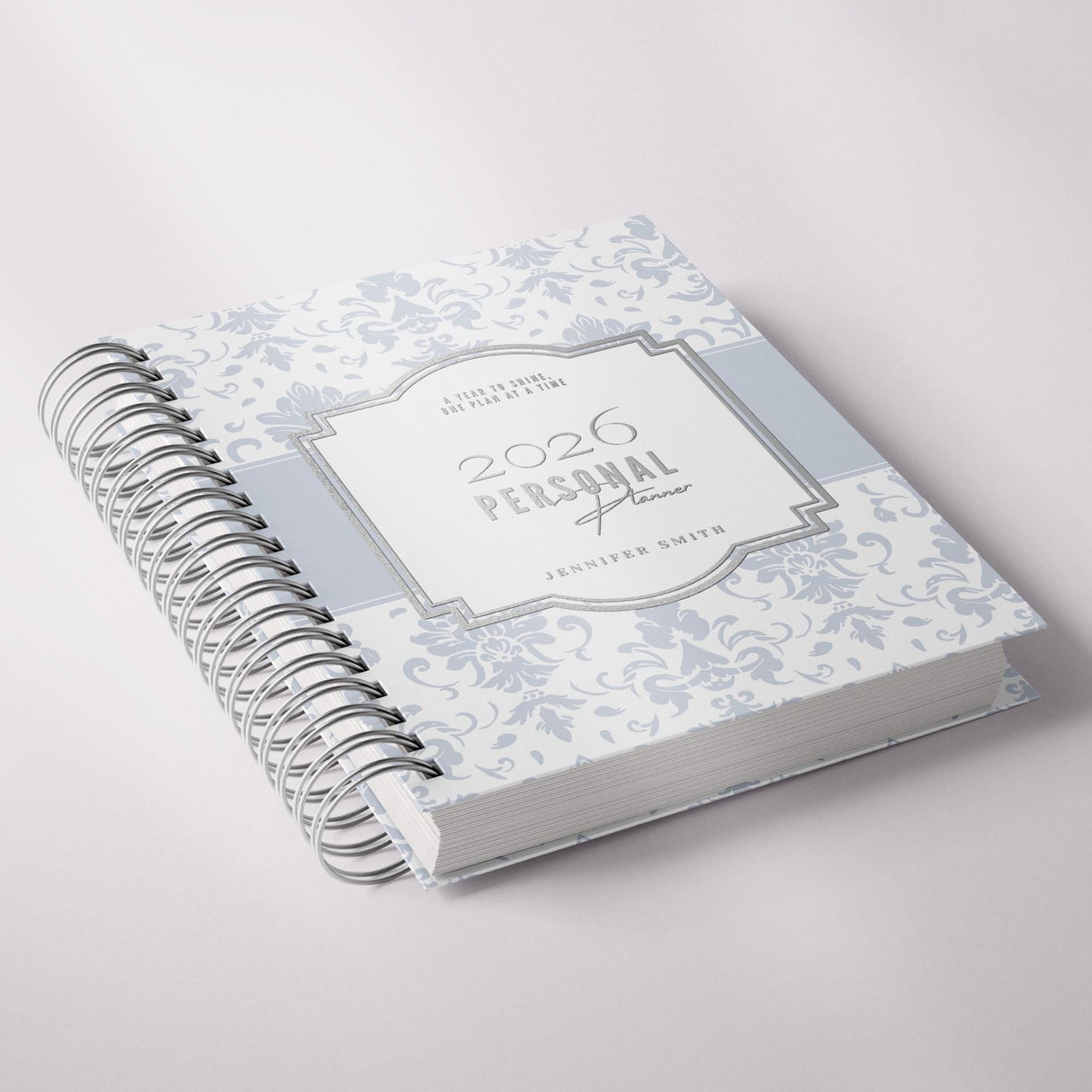 Classic Damask - Weekly Spiral Planner - Custom Start Month - Blue - view 4