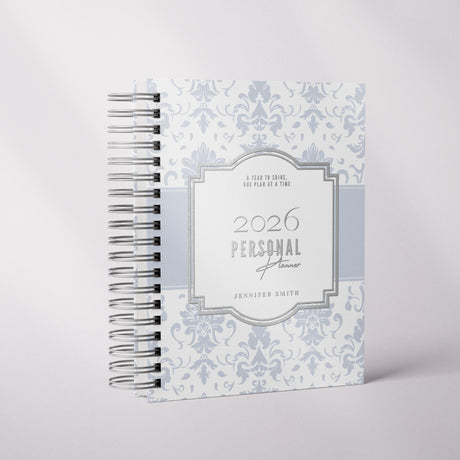 Classic Damask | Weekly Spiral Planner |  Custom Start Month |Blue