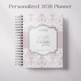 Classic Damask | Weekly Spiral Planner |  Custom Start Month |Pink