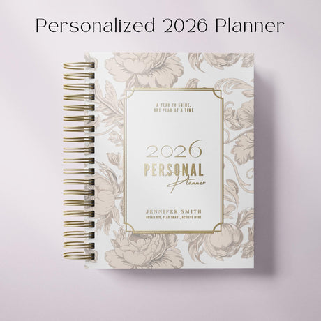 Dreamy Peonies | Daily Spiral Planner |  Custom Start Month |Tan