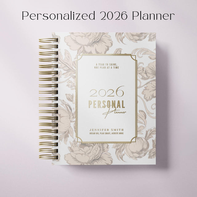 Dreamy Peonies | Daily Spiral Planner |  Custom Start Month |Tan