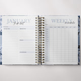 Dark Marigolds | Weekly Spiral Planner | Custom Start Month | Blue