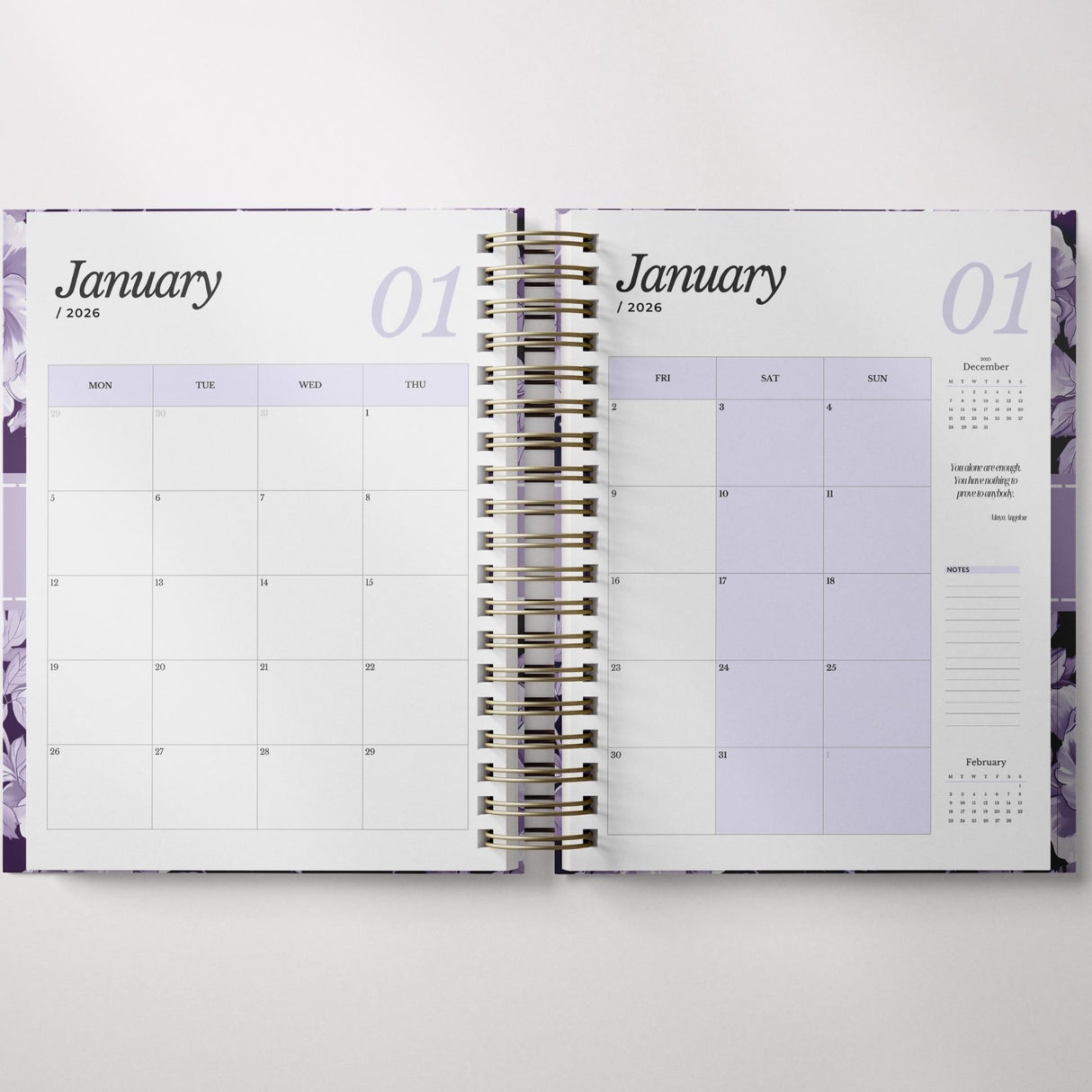 Weekly - Dark Marigolds - Spiral Planner - Custom Start Month - Violet - view 4