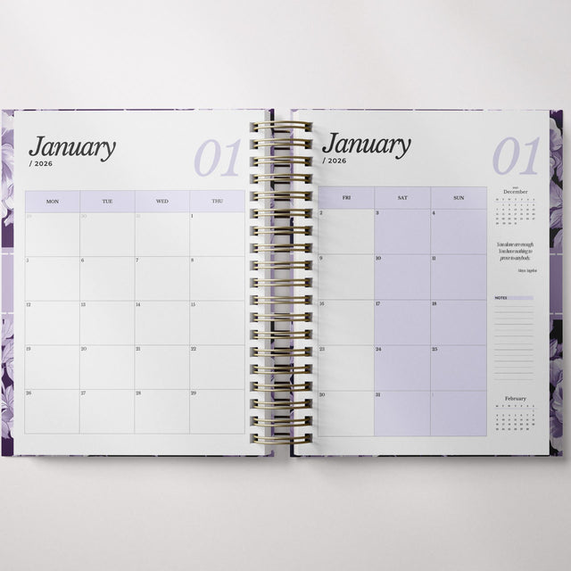 Dark Marigolds | Weekly Spiral Planner |  Custom Start Month |Violet