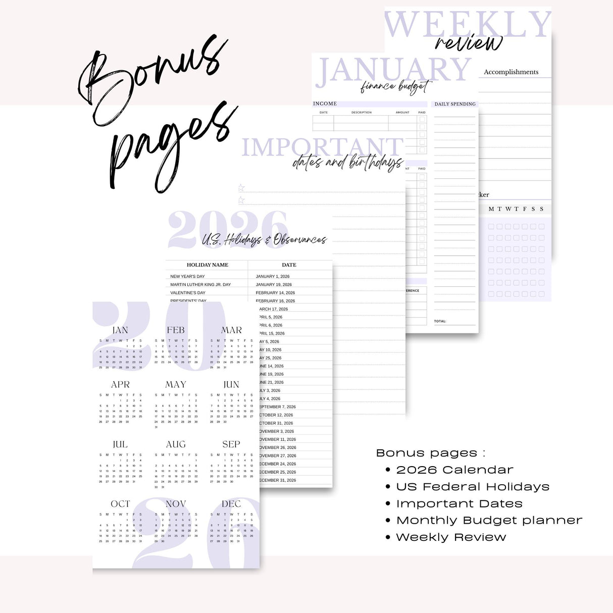 Weekly - Light Marigolds - Spiral Planner - Custom Start Month - Violet - view 7