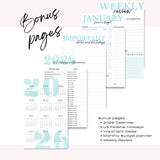 Light Marigolds | Weekly Spiral Planner |  Custom Start Month |Teal