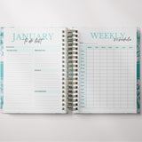 Light Marigolds | Weekly Spiral Planner |  Custom Start Month |Teal