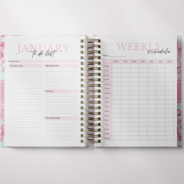 Light Marigolds | Weekly Spiral Planner |  Custom Start Month |Pink
