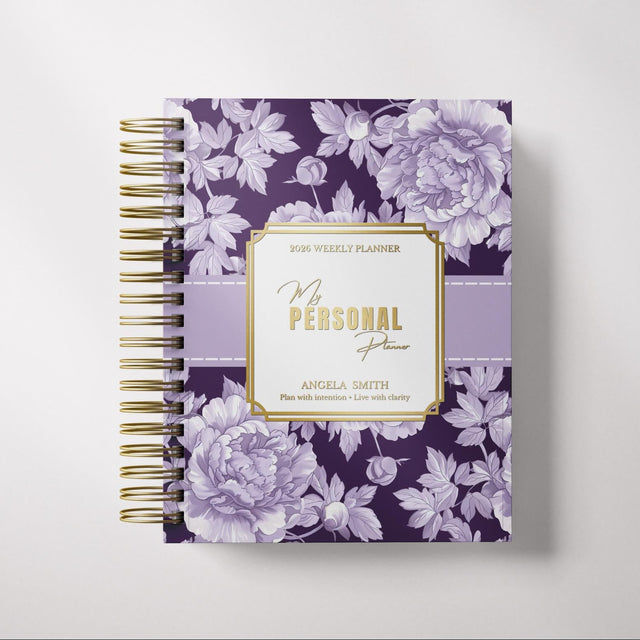 Dark Marigolds | Weekly Spiral Planner |  Custom Start Month |Violet