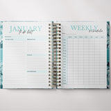 Dark Marigolds | Weekly Spiral Planner | Custom Start Month | Teal