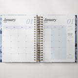 Dark Marigolds | Weekly Spiral Planner | Custom Start Month | Blue