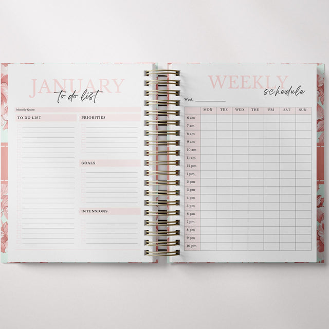 Light Marigolds | Weekly Spiral Planner |  Custom Start Month |Peach