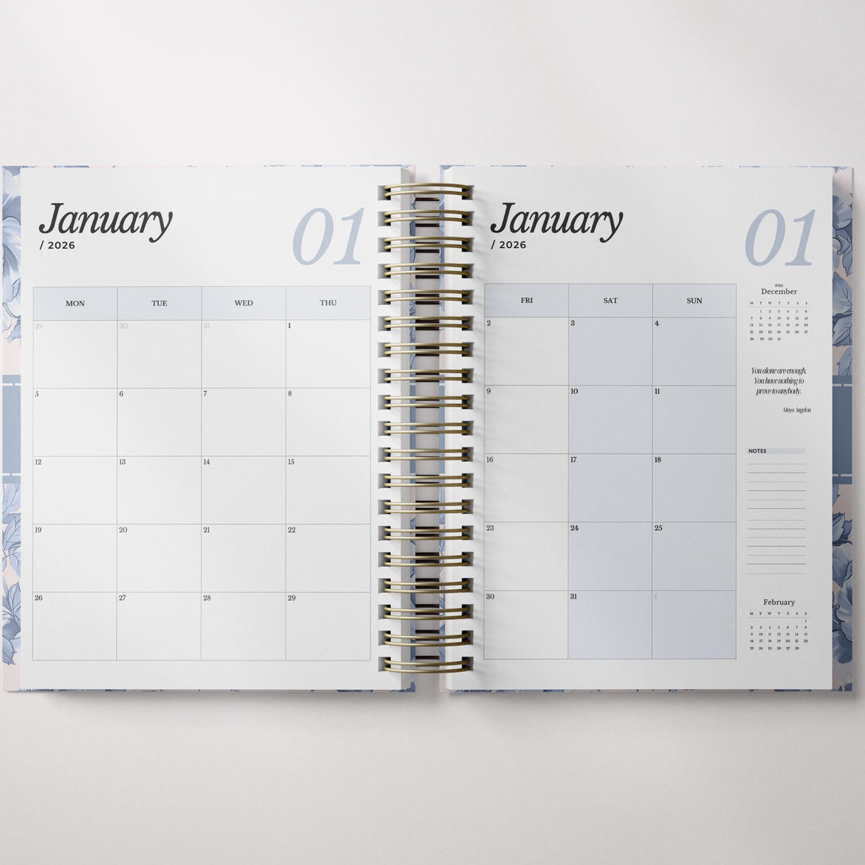 Weekly - Light Marigolds - Spiral Planner - Custom Start Month - Blue - view 5