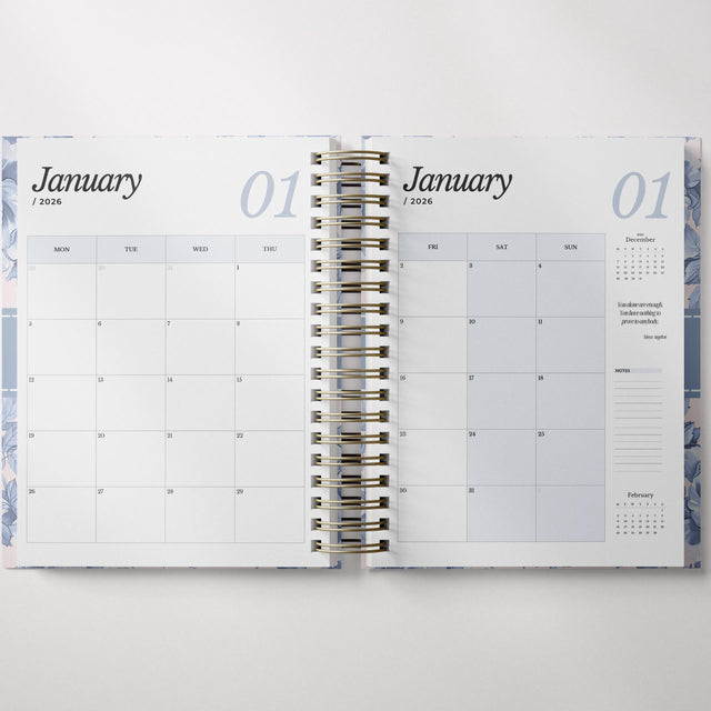 Light Marigolds | Weekly Spiral Planner |  Custom Start Month |Blue