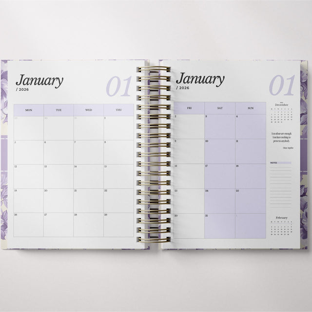 Light Marigolds | Weekly Spiral Planner |  Custom Start Month |Violet