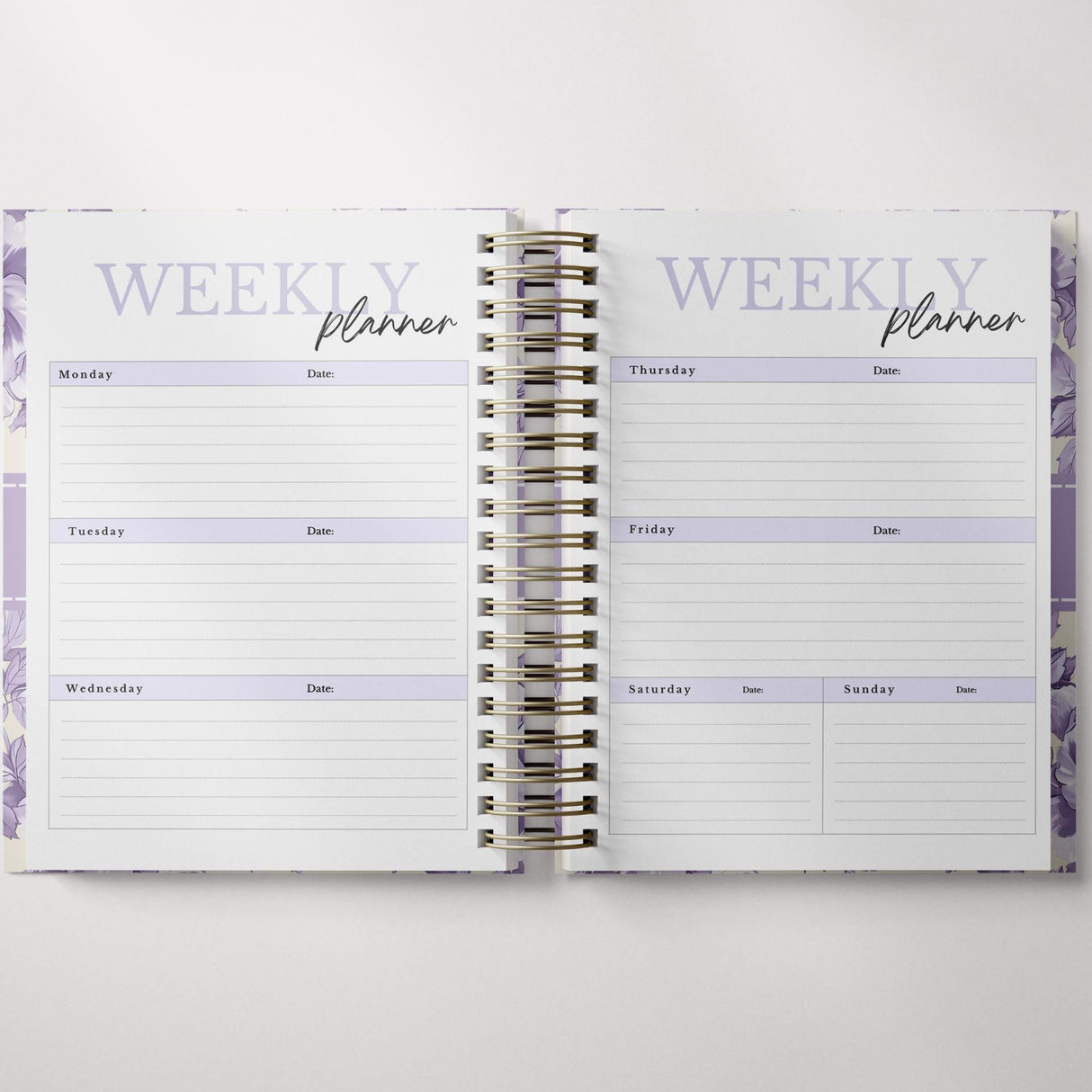 Weekly - Light Marigolds - Spiral Planner - Custom Start Month - Violet - view 6