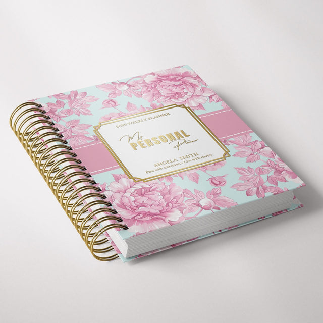 Light Marigolds | Weekly Spiral Planner |  Custom Start Month |Pink