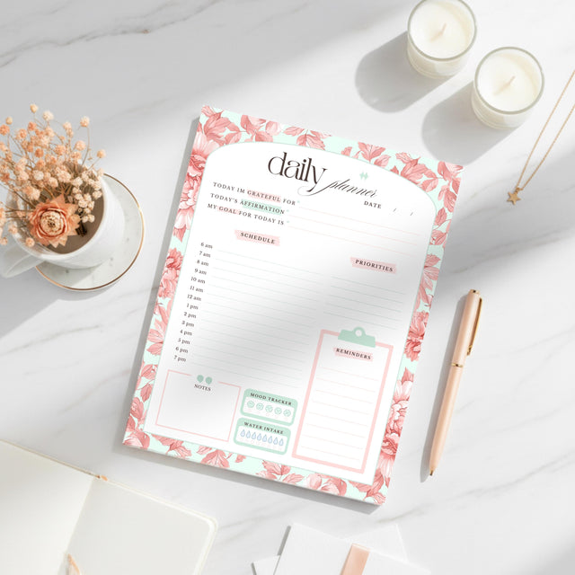 Light Marigolds | Daily Planner Notepad | Peach