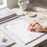 Daily Planner Notepad Floral Lilac Yellow | Tear Off Undated Letter Size | Gift for Her