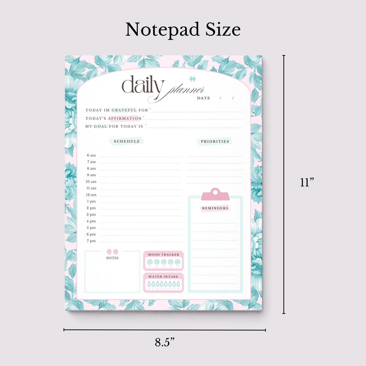 Daily Planner Notepad - Light Marigolds - Teal - view 6