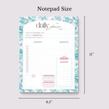 Daily Planner Notepad Floral Teal Pink | Tear Off Undated Letter Size | Gift for Her